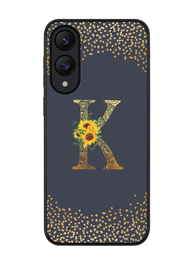 Stylizedd For Samsung Galaxy S25 Edge Case,Slim fit Camera Protection, Shockproof Thin Phone cover  - Custom Floral Monogram - K  (Grey )