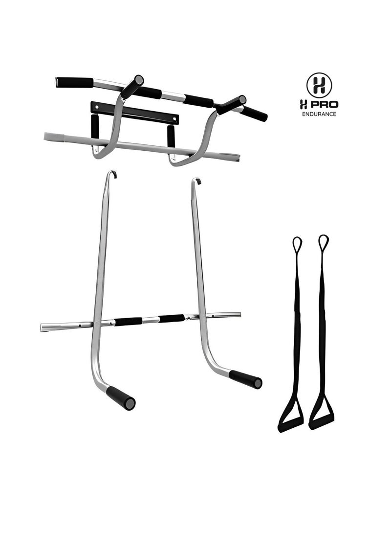 HM Sports 3 in 1 Door Exercise Bar | Pull Up Dip and Suspension Bar for Full Body Home Workouts