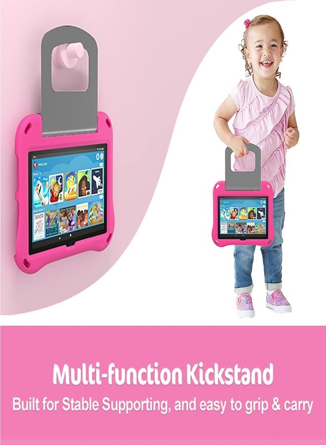 DiHines Fire HD 8 Tablet Case,Fire HD 8 Plus Case for Kids, Shockproof Handle Stand Child-Proof Kids Case Cover for Amazon Kindle Fire HD 8 & Fire HD 8 Plus (8" Display) 10th Generation 2020,Pink - Image 4