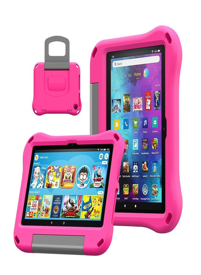 DiHines Fire HD 8 Tablet Case,Fire HD 8 Plus Case for Kids, Shockproof Handle Stand Child-Proof Kids Case Cover for Amazon Kindle Fire HD 8 & Fire HD 8 Plus (8" Display) 10th Generation 2020,Pink - Image 1