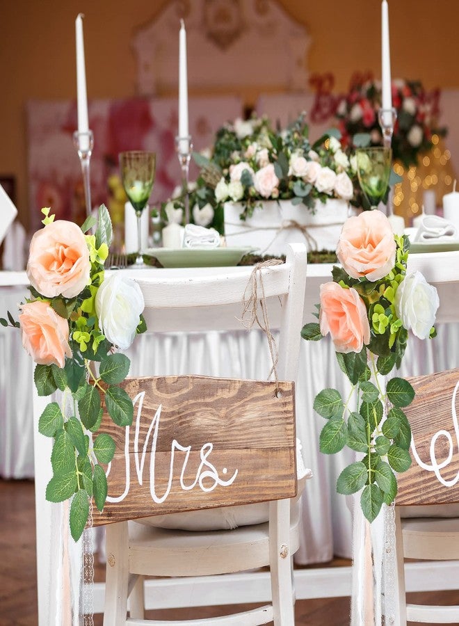 Giegxin 16 Pcs Wedding Aisle Decorations Pew Flower for Wedding Ceremony Aisle Chair Artificial Rose Chair Back Floral Decoration with Eucalyptus and Ribbons for Ceremony Church Party - Image 5