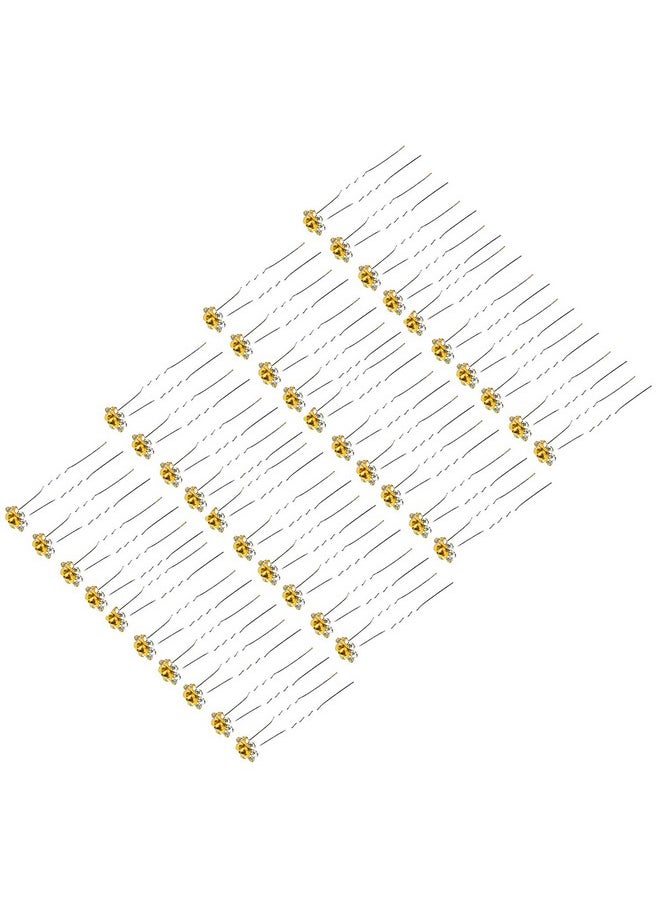 BETITETO 40 Pcs Ushaped Flower Rhinestone Hair Pins Crystal Hair Accessories For Bridal Wedding Party Girls' Sweet Sixteen (Yellow)  - Image 4