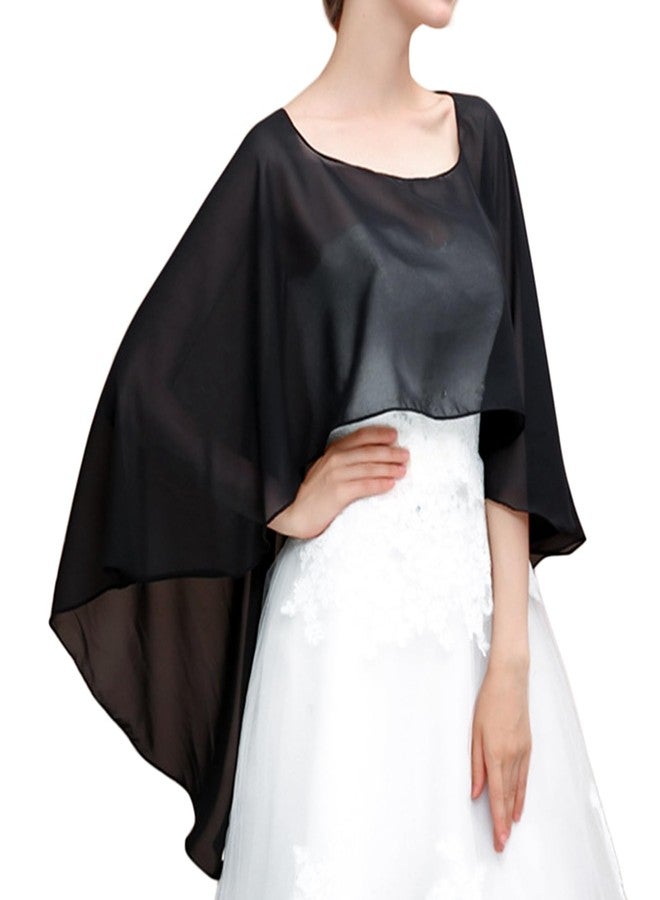 Luwint Sheer Capelet for Women, Lightweight Black Chiffon Shawl Cape Dress for Sleeveless - Image 1