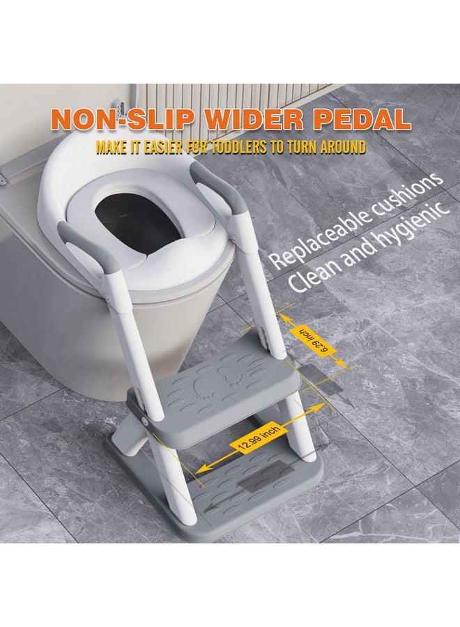 SKYROKU SKYROKU 8868 Potty Training Seat with Step Stool - Adjustable Height, Non-Slip, Splash-Proof, Foldable 2-in-1 Toddler Potty Seat with Armrests and Replaceable Cushion - Fits Most Toilets (Grey)  - Image 4