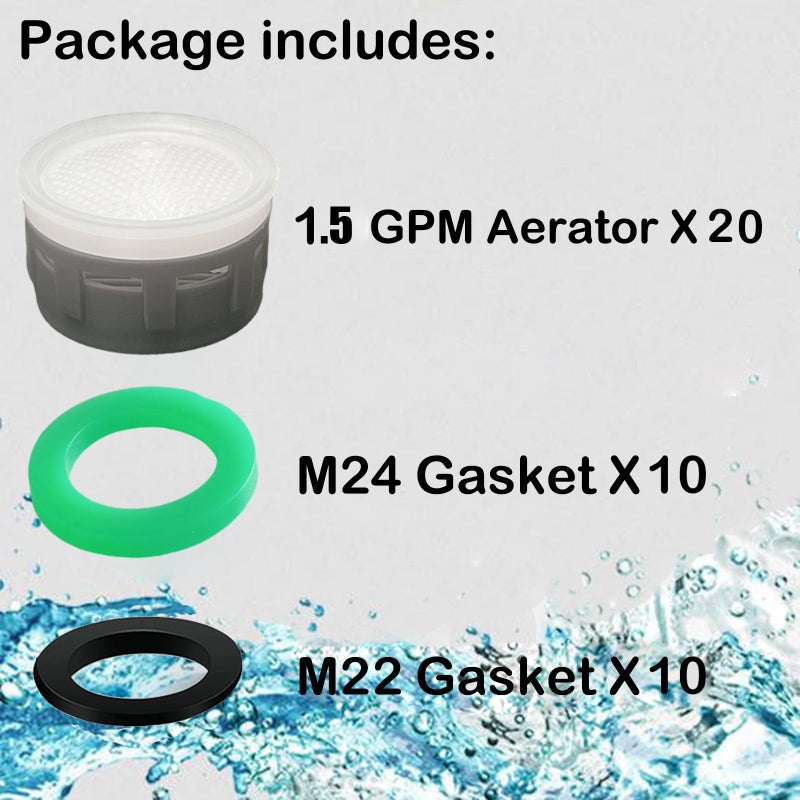 BOETOADG Faucet Aerator, 1.5 GPM Restrictor Plug-in Faucet Aerator Bathroom or Kitchen Replacement (20 pieces in white) - Image 3
