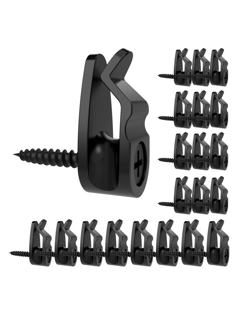 كيلا 20 حزمة خطافات لتعليق خيوط الإضاءة الخيطية - خطافات ملولبة لتعليق الأضواء الخارجية وأضواء LED الخرافية وأضواء الكريسماس والفناء وديكورات المنزل، أسود مع تصميم مشبك أمان - Image 1