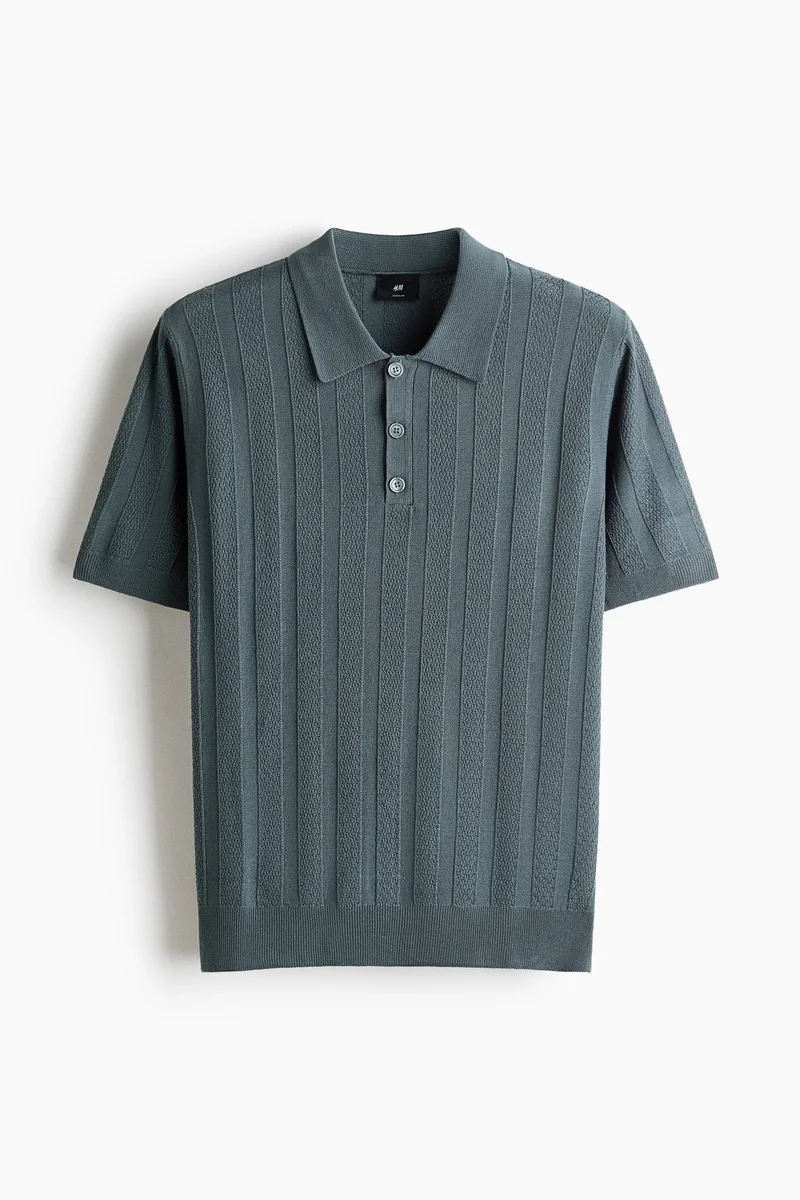 Regular Fit Textured-knit polo shirt