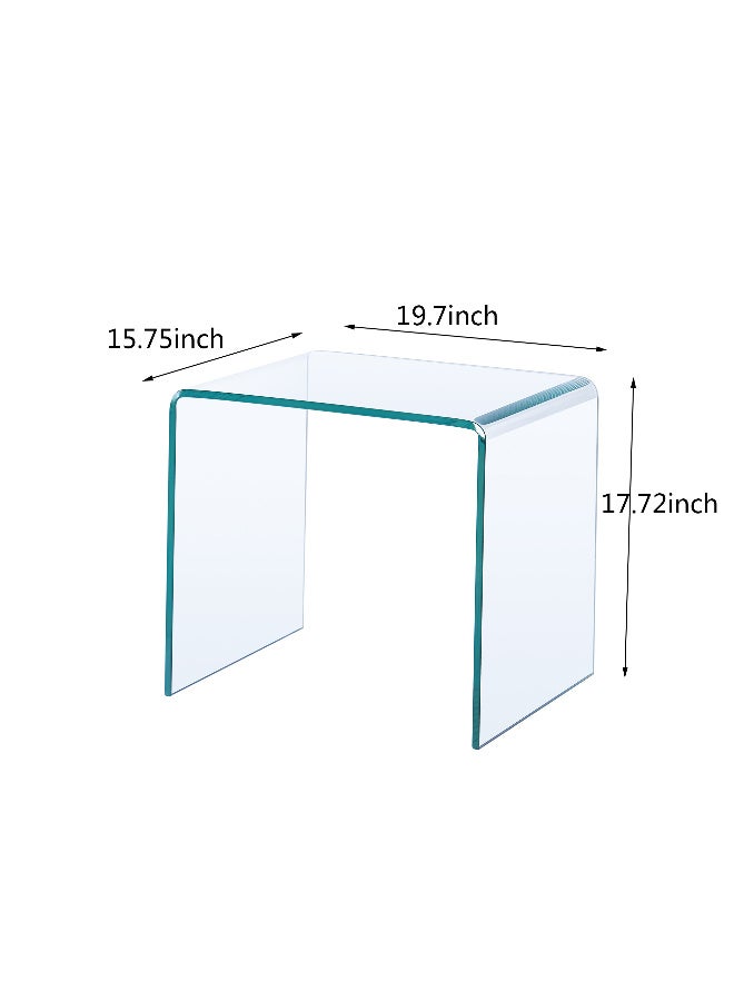 Generic Glass End Table Small Clear Side Tables,Tempered Glass Nightstand Transparent Home Office Furniture for Living Room  - Image 2