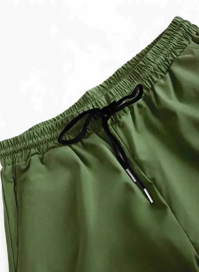 Take Two Green Men Green Solid Short Sleeve Button Front Shirt and Shorts Co-Ords for Men | Best Price UAE