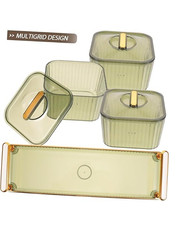 Premium 3 Compartment Snack Tray with Lid | BPA Free Food Grade PP Serving Box for Dates, Nuts & Candy | Dustproof Majlis Coffee Table Organizer - Image 5