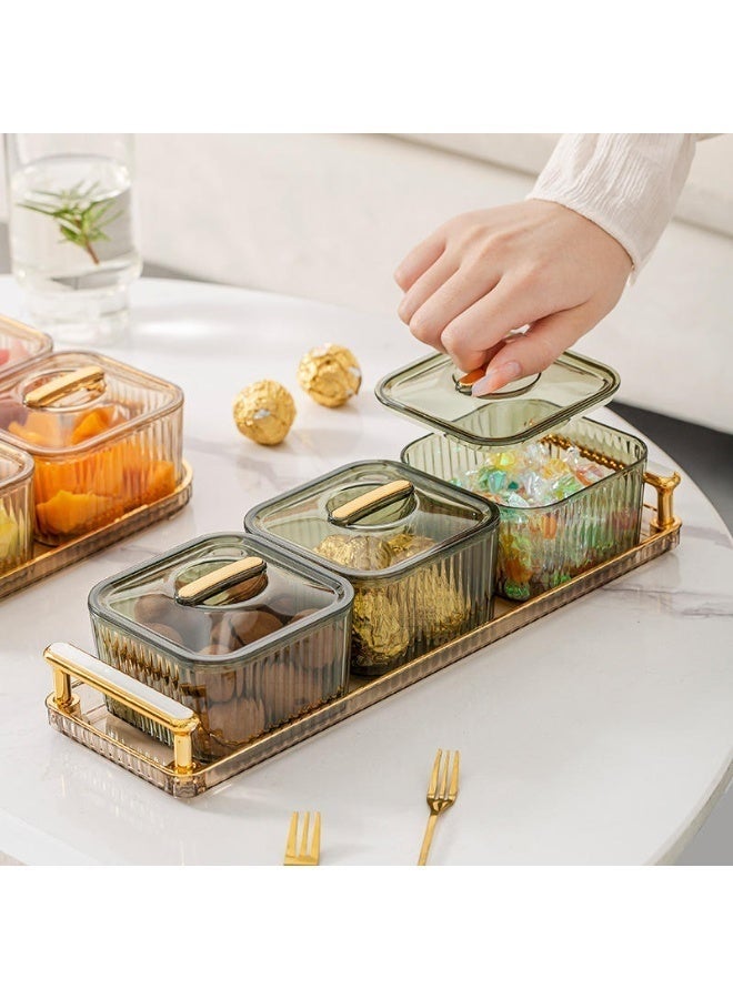 Premium 3 Compartment Snack Tray with Lid | BPA Free Food Grade PP Serving Box for Dates, Nuts & Candy | Dustproof Majlis Coffee Table Organizer - Image 2