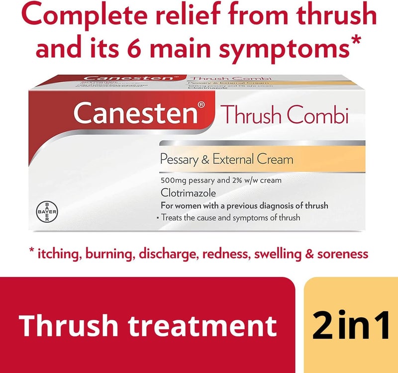 Canesten Thrush Combi Pessary External Cream for Thrush Treatment Clotrimazole TwoStep Complete Relief Thrush Treatment - Image 2