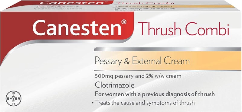 Canesten Thrush Combi Pessary External Cream for Thrush Treatment Clotrimazole TwoStep Complete Relief Thrush Treatment - Image 1