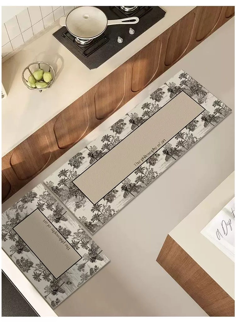 Firasa Kitchen Carpet Set 2Pcs Non-Slip Kitchen Rug Absorbent Stain-Resistant Mats for Sink and Stove 45cmx75cm + 45cmx120cm - Image 2
