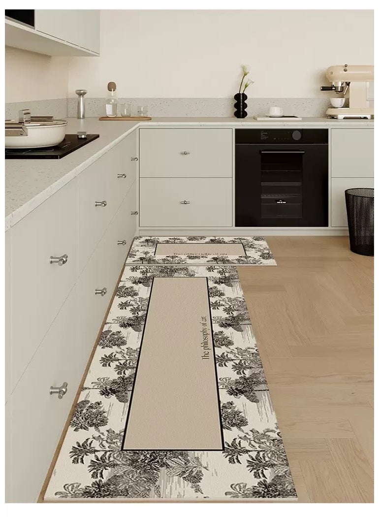 Firasa Kitchen Carpet Set 2Pcs Non-Slip Kitchen Rug Absorbent Stain-Resistant Mats for Sink and Stove 45cmx75cm + 45cmx120cm - Image 4