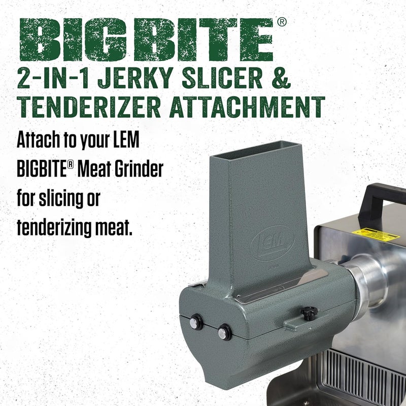 LEM LEM Products BigBite 2in1 Jerky Slicer and Tenderizer Attachment for Meat Grinders Aluminum  - Image 3