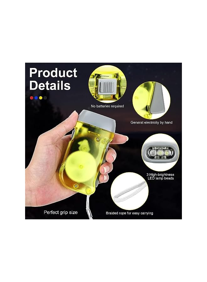 promass Hand Crank Flashlight, 4 Pack No Battery Required Torch Light, 3 LED Light Squeeze Flashlight for Camping, Hiking, Outdoor, Sports, Home Power Outage Emergency Safety Tool - Image 3