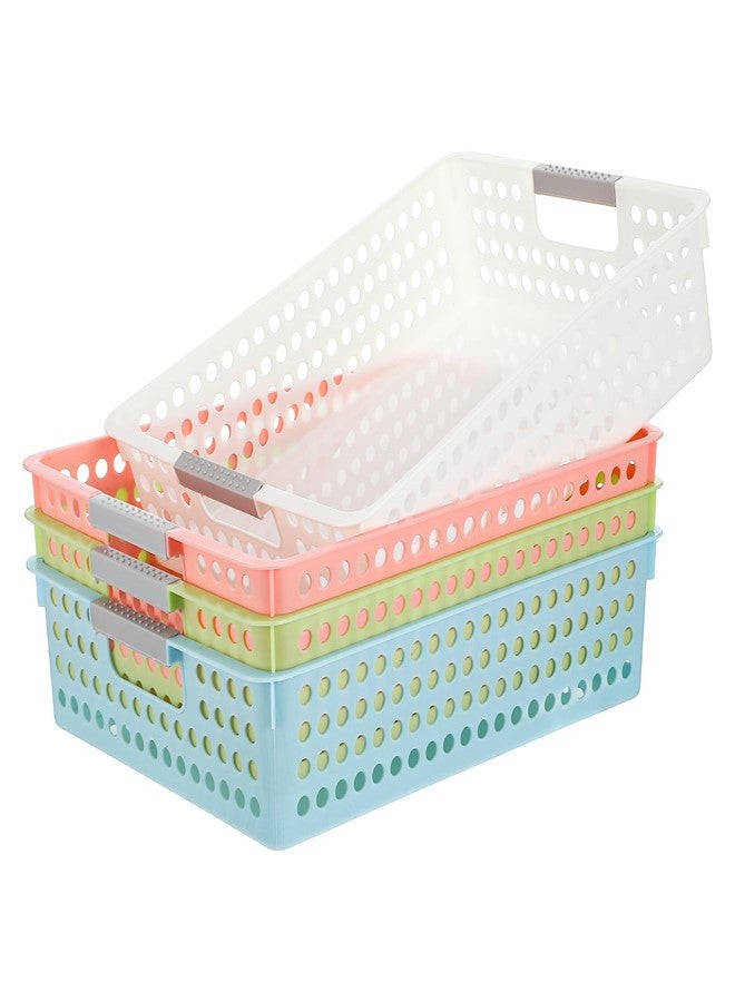 wutfuooo 4 Pack Paper Tray Organizer,4A Paper Tray Durable Desk Storage Bins,Stackable School Supply Holder, Student Paper, Office Organizer & Teacher's Document Sorter (13.58" L x 10.23" W x 3.34" H) - Image 1