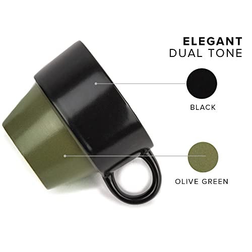 Shay Ceramic Tea Cup Set of 6, Stackable Design, Black Olive, 200ml | Matte Finish | Premium Stoneware | Tea Cup Set (Stackable Cups - Olive) - Image 4