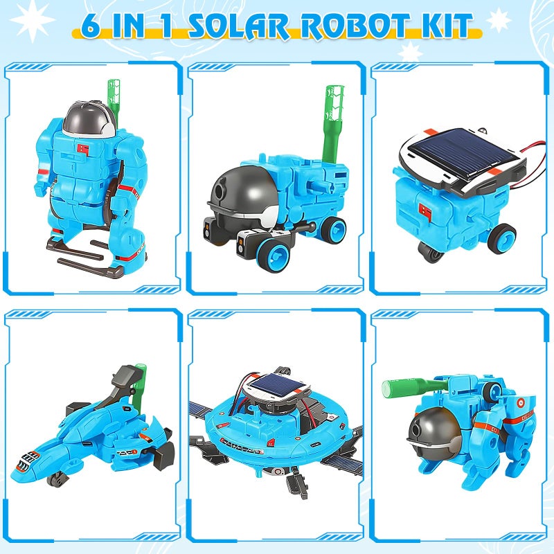 Playsheek STEM Projects for Kids Ages 812 Solar Robot Kit 6in1 Space Toys for 10YearOld Boy Girl Gift Toys Science Kits Christmas Birthday Gifts for 8 9 10 11 12 Year Old Blue - Image 5