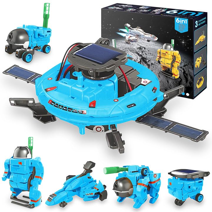 Playsheek STEM Projects for Kids Ages 812 Solar Robot Kit 6in1 Space Toys for 10YearOld Boy Girl Gift Toys Science Kits Christmas Birthday Gifts for 8 9 10 11 12 Year Old Blue - Image 1