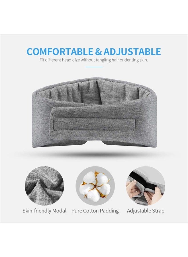FRESHME Handmade Cotton Sleep Mask - Upgrade Design Light Blocking Sleeping Eye Mask Soft Oversized Eye Shape Blinder Blindfold Airplane with Pouch for Nap Sleeping Travel for Women Men Kids(Gray Modal)  - Image 3