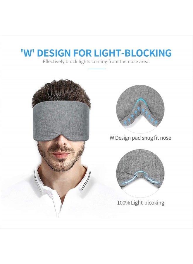 FRESHME Handmade Cotton Sleep Mask - Upgrade Design Light Blocking Sleeping Eye Mask Soft Oversized Eye Shape Blinder Blindfold Airplane with Pouch for Nap Sleeping Travel for Women Men Kids(Gray Modal)  - Image 2