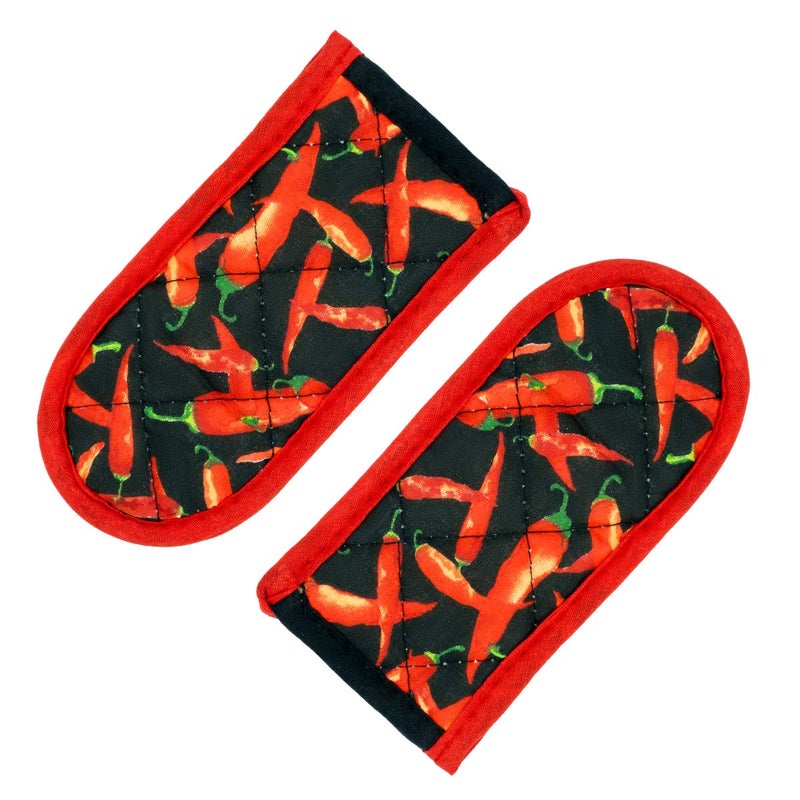 Evoio Cast Iron Skillet Handle Covers Pan Pot Handle Covers Heat Resistant Hot Handle Covers Pan Pot Cast Iron Handle Holder Sleeves Mitt for Kitchen BBQ and Baking Cookware 2Pack Red Pepper