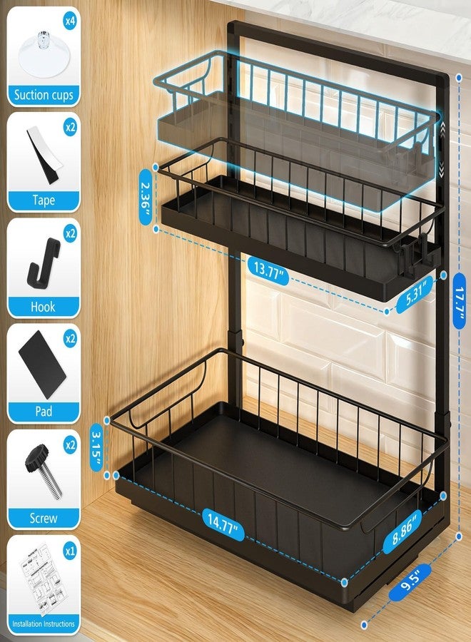 WOWBOX Under Sink Organizer 2 Pack, 2-Tier Cabinet Organizer for Kitchen, Bathroom, Slide Out Drawer Under Sink Organizers and Storage, Metal Organizing Rack for Pantry, Cabinet, Closet - Image 2
