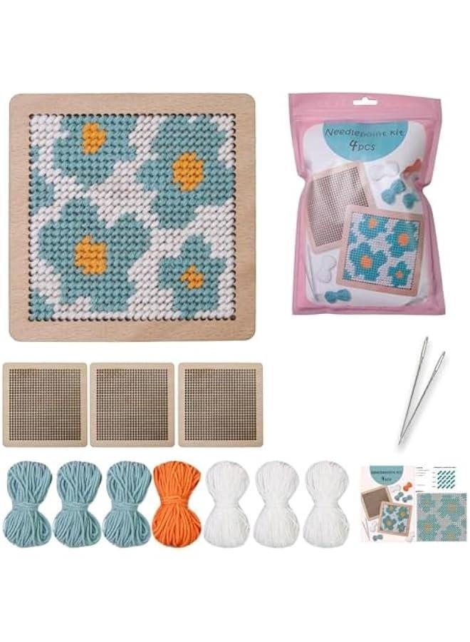 Needle Coaster Set, Embroidery Yarn Kit, Needlepoint Stitching Kit, Needlepoint Coaster, Hand Embroidery Coaster Kit, Coaster Making Kit, Needlepoint Craft Kit - Image 1