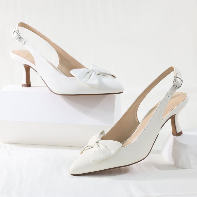 Ankis Slingback Heels for Women Closed Toe Women's Pumps Kitten Heel Wedding Party Casual Dress Shoes - Image 3