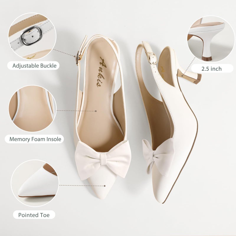 Ankis Slingback Heels for Women Closed Toe Women's Pumps Kitten Heel Wedding Party Casual Dress Shoes - Image 4