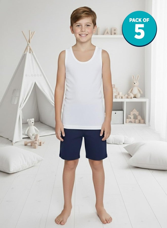 Lux Cozi Boys White Cotton Vest Pack of 5 (Size : 1-2 Years) - Image 5