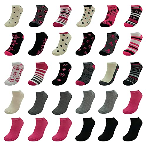 BRIGHT STAR Women's Low Cut Ankle Socks - 30-Pair | Soft & Comfortable Athletic Socks, Durable Polyester Blend, Machine Washable, Stylish Sock Pack for All Seasons (Size 9-11) - Image 1