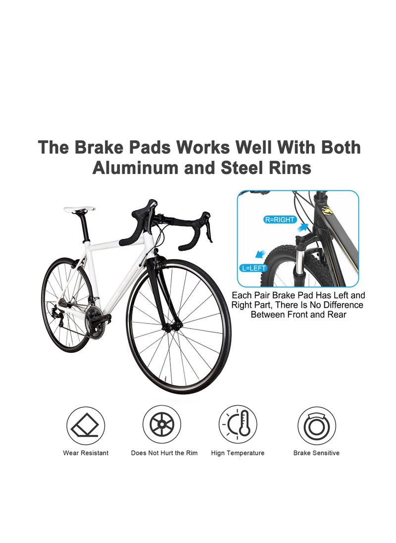 SYOSI Bike Brake Pads, 2 Pairs Professional Caliper Brake Pads, Bike Brake Blocks Kit, Bicycle Brake Pads, 50mm Bike Brake Blocks with Allen Wrench, for Road Bicycle  - Image 4