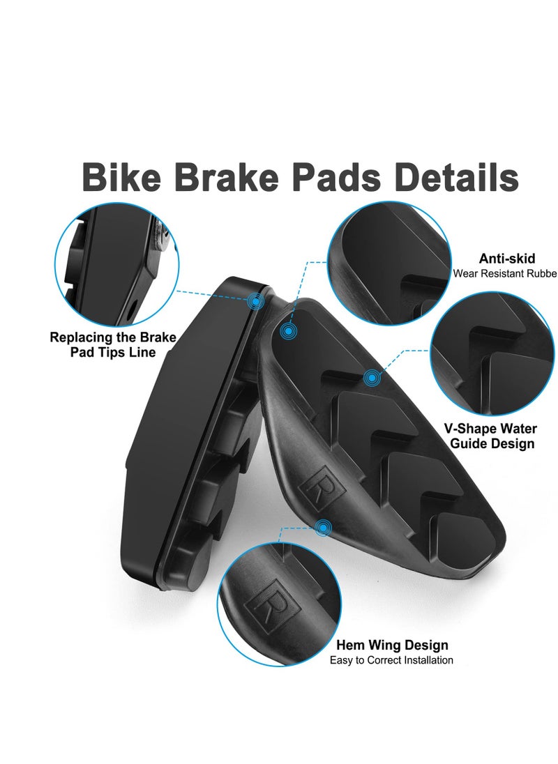 SYOSI Bike Brake Pads, 2 Pairs Professional Caliper Brake Pads, Bike Brake Blocks Kit, Bicycle Brake Pads, 50mm Bike Brake Blocks with Allen Wrench, for Road Bicycle  - Image 2