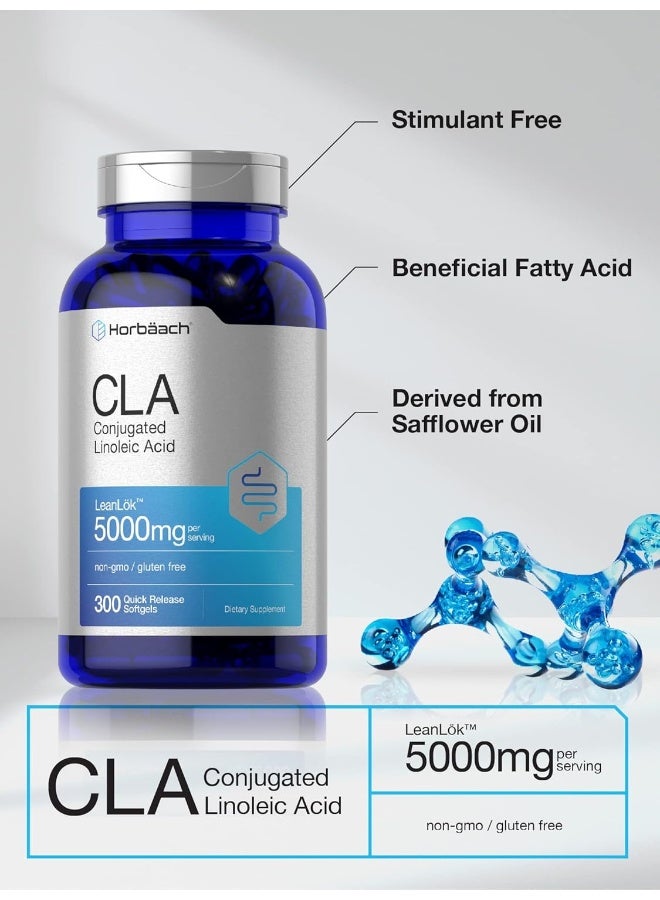 Horbäach CLA 3000 mg Maximum Potency 300 Softgels - Conjugated Linoleic Acid Pills from Safflower Oil, Weight Loss Supplement, Non-GMO, Gluten Free - Image 3