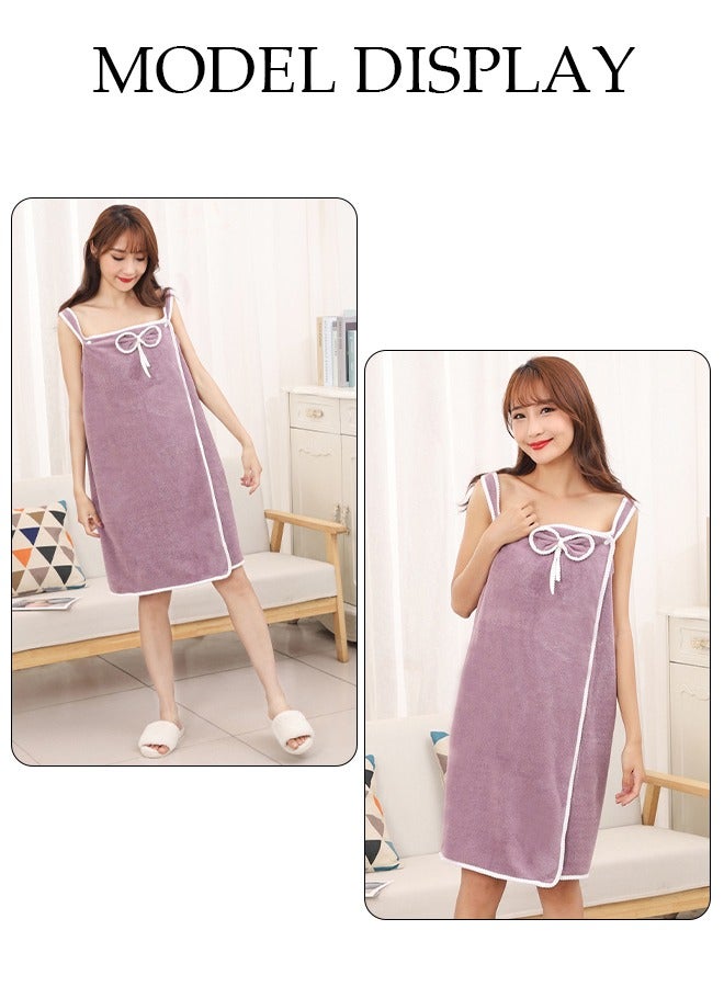 Women's Bath Robe, Off Shoulder Wearable Bath Towel Quick Dry Lightweight Highly Water Absorbent Beach Spa Gym Bathrobes Slip Dress Bathing Shower Cover Up Tube Dress Nightwear Sleeping Robe - Image 3