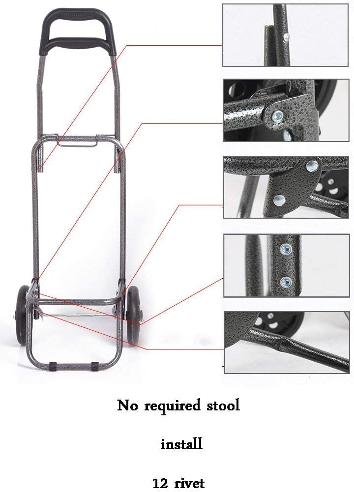 BucketList Shopping Cart Shopping Carry Shopping Trolley, Removable Bag, Folding Shopping Cart with Wheels Large and Lightweight Shopping Trolley (Wine Red) - Image 5