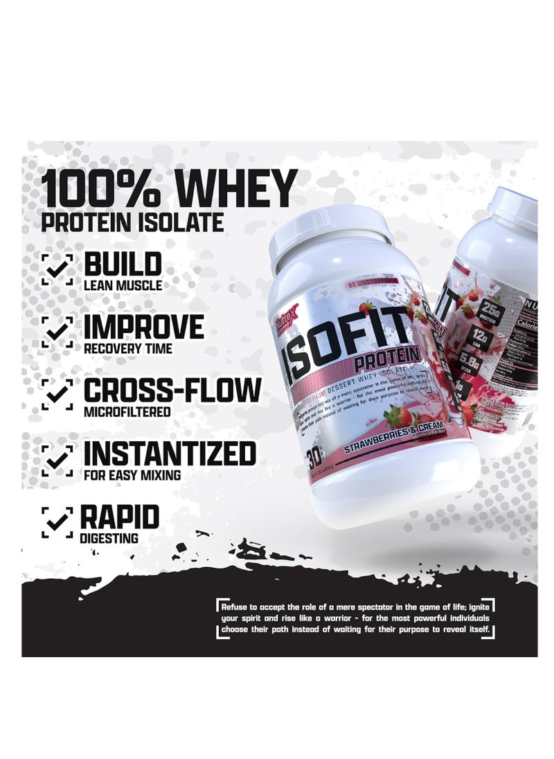 Nutrex Research Isofit Whey Protein Isolate Strawberries &Cream Flavor  2 LBS 30 servings 978 g  - Image 3