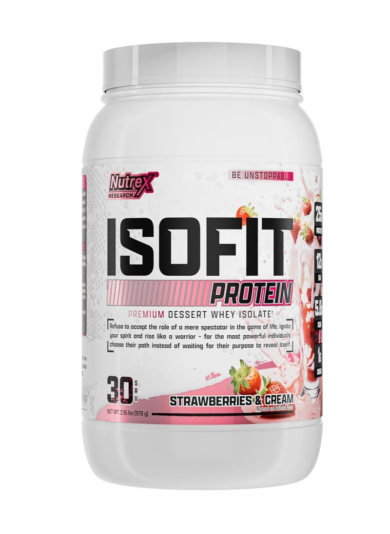 Nutrex Research Isofit Whey Protein Isolate Strawberries &Cream Flavor  2 LBS 30 servings 978 g  - Image 1