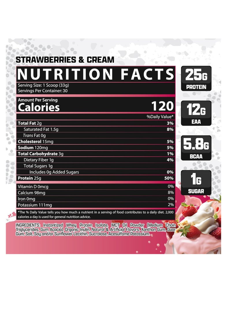 Nutrex Research Isofit Whey Protein Isolate Strawberries &Cream Flavor  2 LBS 30 servings 978 g  - Image 2