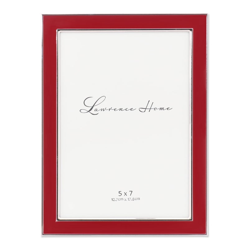 Lawrence Frames Silver Plated Metal with Red Enamel Picture Frame Red 5x7