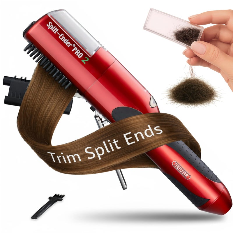 Split ender Split-Ender Pro 2 - Original Professional Beauty Tool - Cordless Split End Hair Trimmer for Damaged, Dry, Brittle, Frizzy, Curly or Straight Hair (Red) - Image 1
