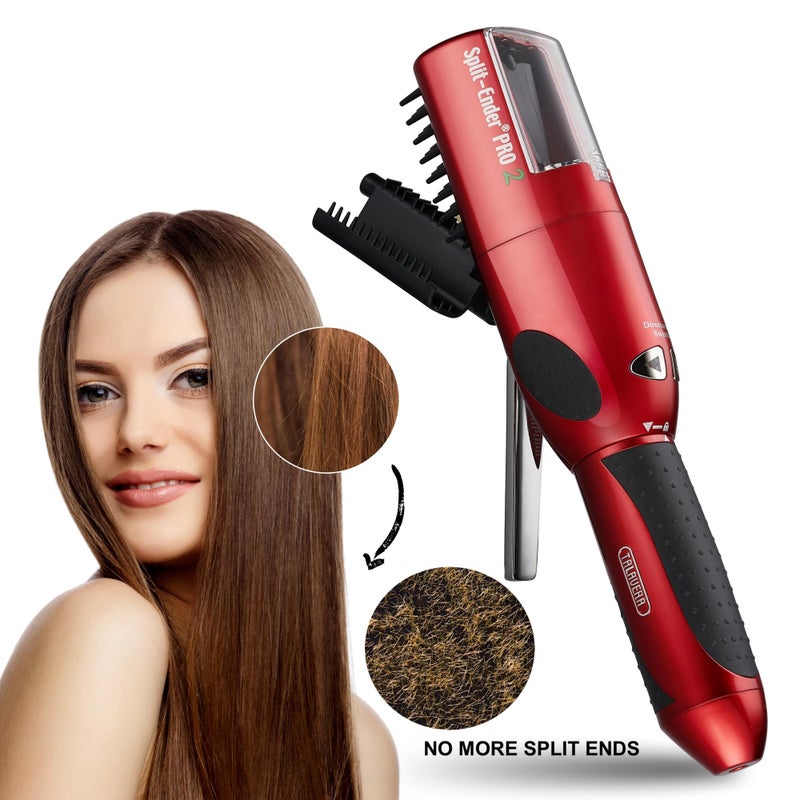Split ender Split-Ender Pro 2 - Original Professional Beauty Tool - Cordless Split End Hair Trimmer for Damaged, Dry, Brittle, Frizzy, Curly or Straight Hair (Red) - Image 2