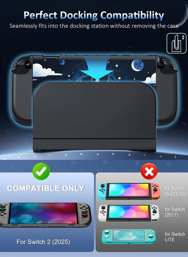 WAXITY Space Protective Case for Nintendo Switch 2(2025), Slim Hard Shell for Switch 2 Accessories, Scratch&Shock Protection Cover for Joy con 2 with 2 Thumb Grips - Image 3