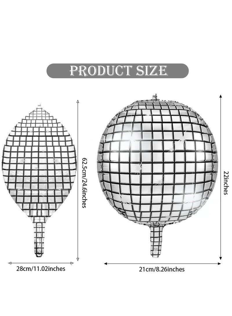 5 Pieces 22 Inches 4D Disco Ball Balloons Large Laser Foil Balloon Metallic Mirror Balloon for Disco Dance Party Birthday Party Wedding Ceremony - Image 2