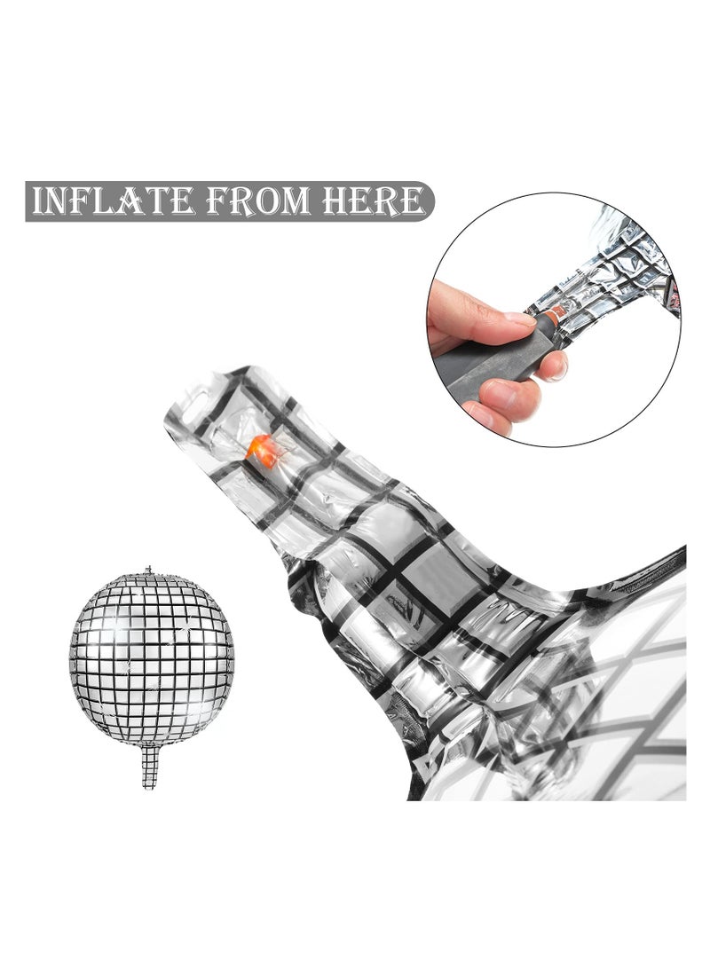 5 Pieces 22 Inches 4D Disco Ball Balloons Large Laser Foil Balloon Metallic Mirror Balloon for Disco Dance Party Birthday Party Wedding Ceremony - Image 3