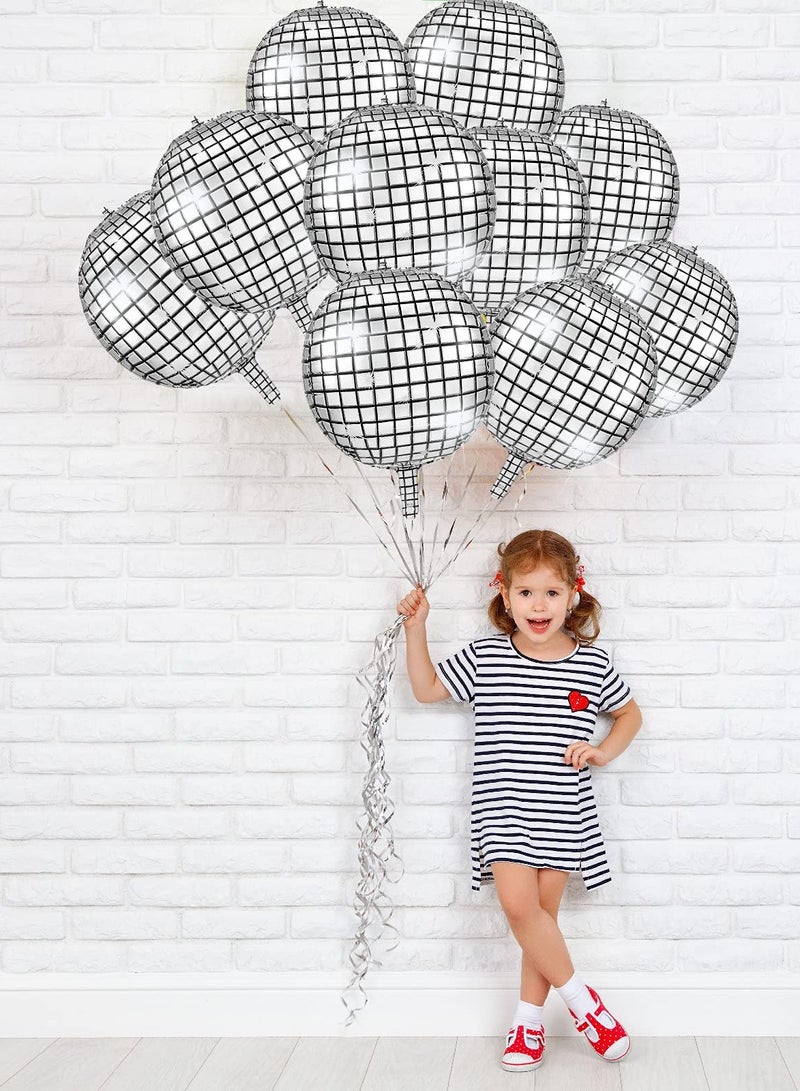 5 Pieces 22 Inches 4D Disco Ball Balloons Large Laser Foil Balloon Metallic Mirror Balloon for Disco Dance Party Birthday Party Wedding Ceremony - Image 4