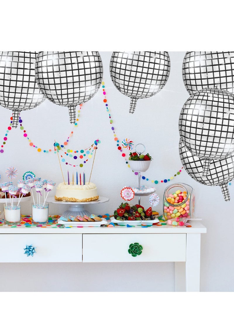 5 Pieces 22 Inches 4D Disco Ball Balloons Large Laser Foil Balloon Metallic Mirror Balloon for Disco Dance Party Birthday Party Wedding Ceremony - Image 5